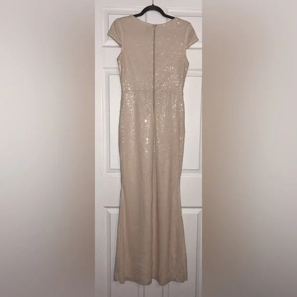 Windsor Shiny sequin maxi dress champagne low cut gown - Picture 4 of 7
